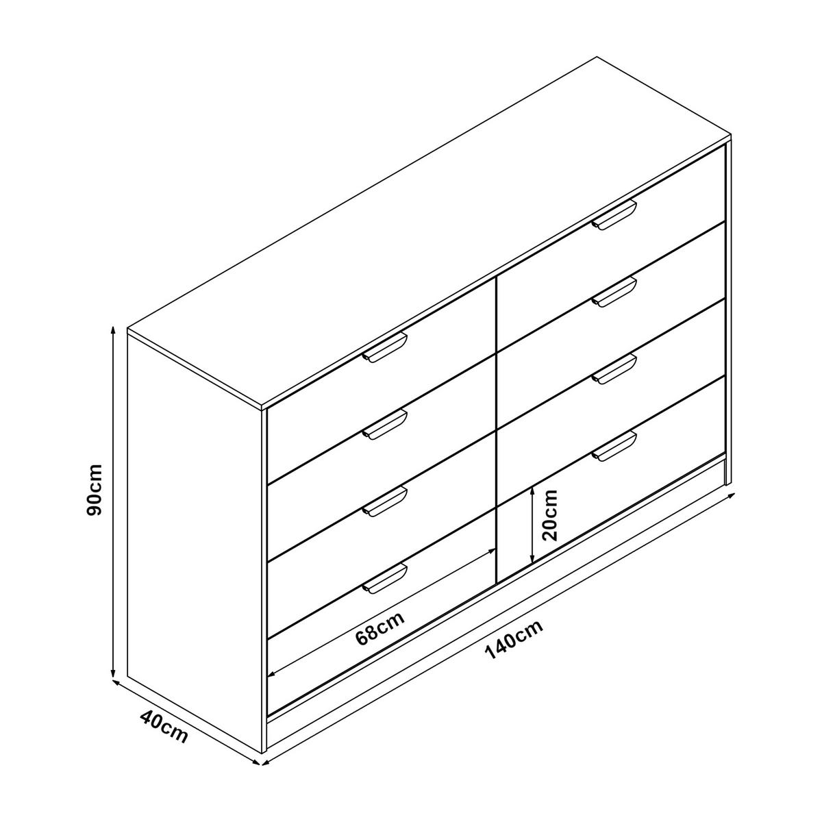 KOMMODE Varkaus - Eichefarben, Holzwerkstoff (140/90/40cm) - [en.casa]