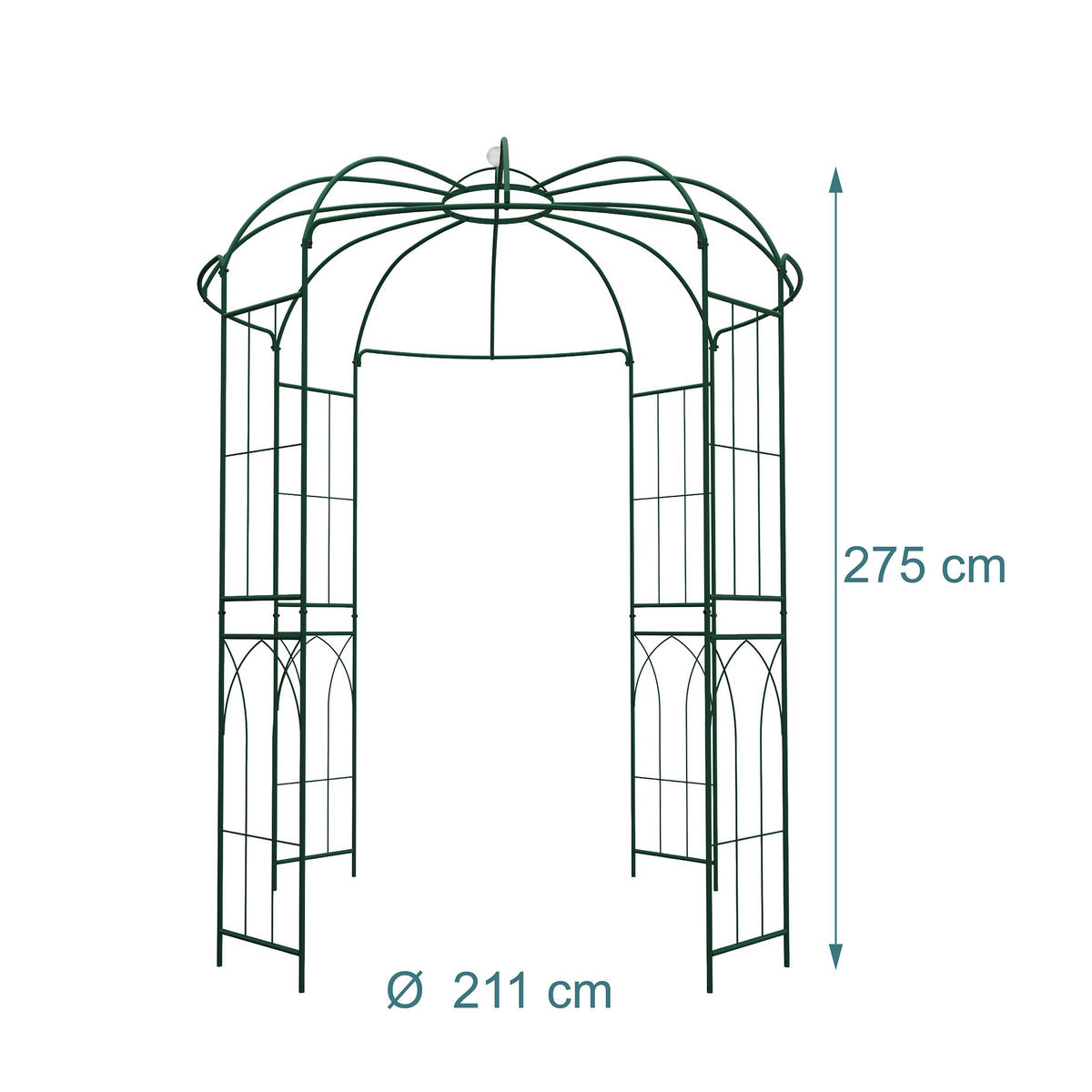 ROSENPAVILLON - Dunkelgrün, Metall (211/275/211cm) - Relaxdays