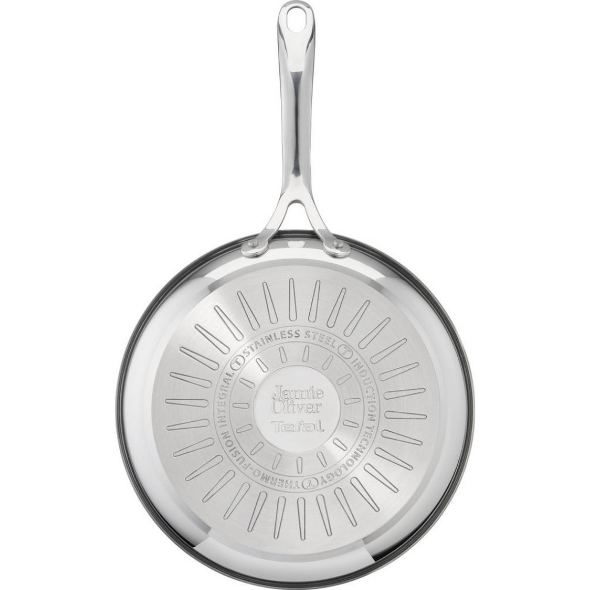 BRATPFANNE Jamie Oliver 28 cm Edelstahl induktionsgeeignet Antihaftversiegelung ofenfest - Silberfarben/Schwarz, Metall (28cm) - Tefal
