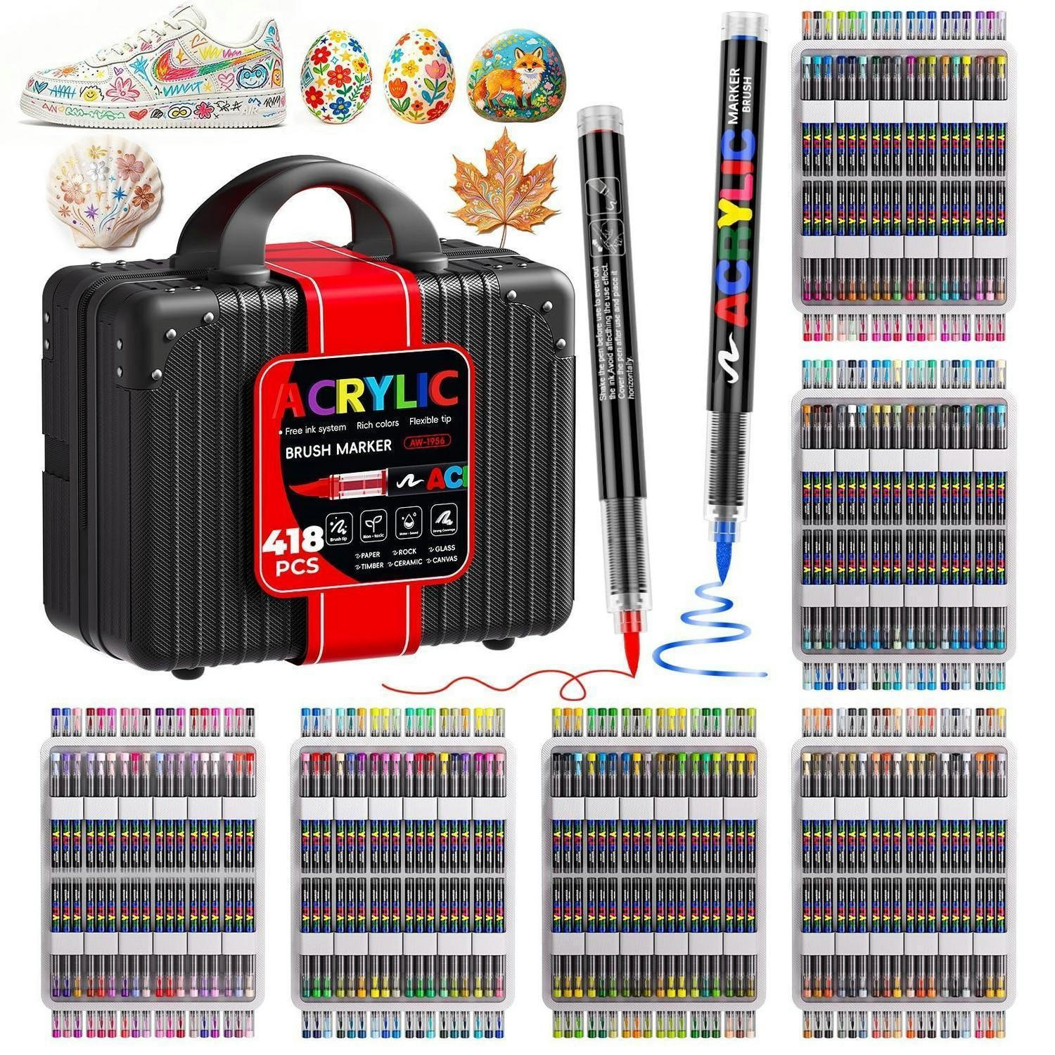 ACRYLSTIFTE Set 418 Farben mit 1-5 mm Pinselspitze - Multicolor, Kunststoff (1.3/1.3/15.2cm)