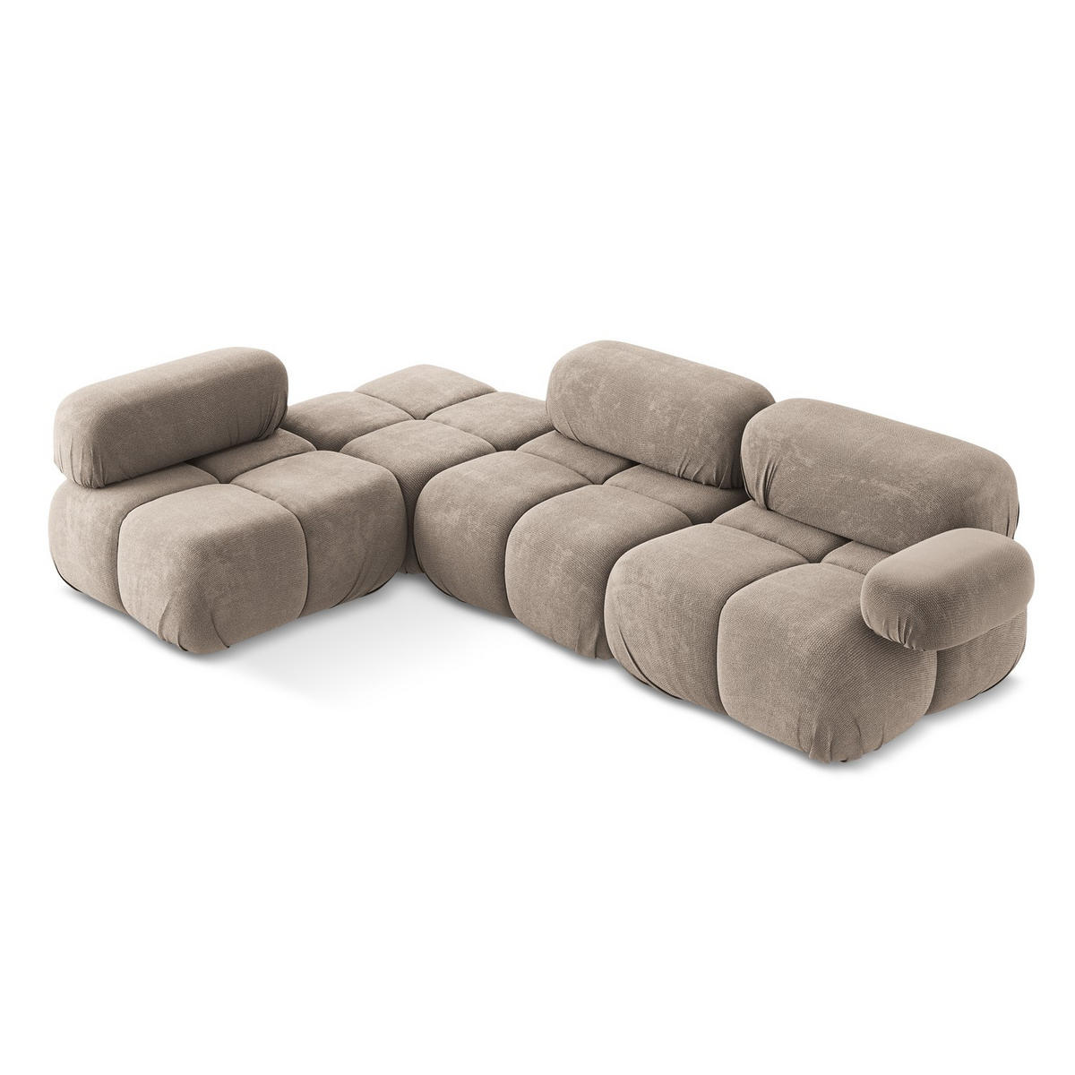 ECKSOFA Links Chenille Stoff Beige - Beige/Schwarz, Kunststoff/Textil (190/285cm) - LaMiaSofa