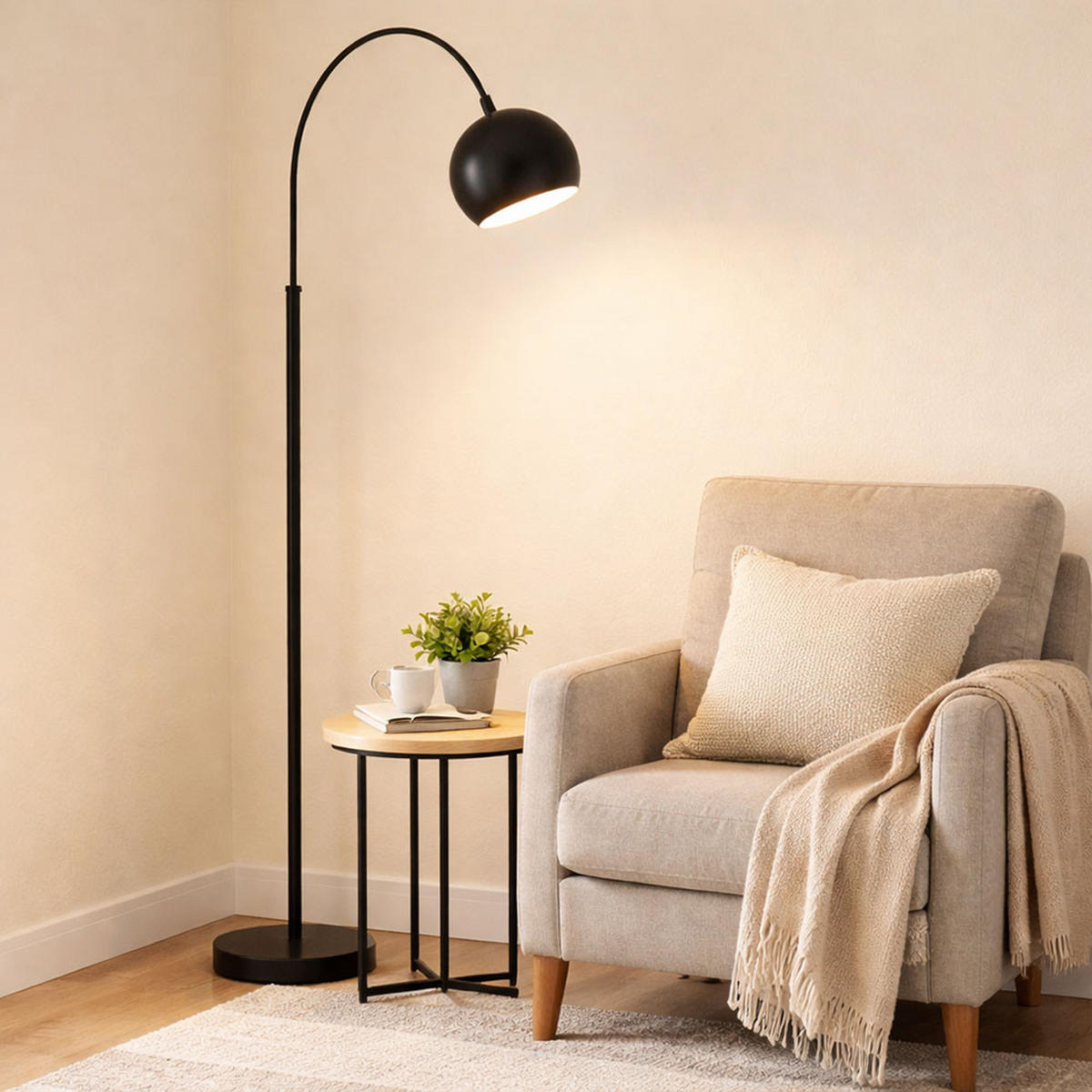STEHLEUCHTE BENNO Metall Schwarz, LED - Schwarz, Metall (46/25/150cm) - Globo Lighting