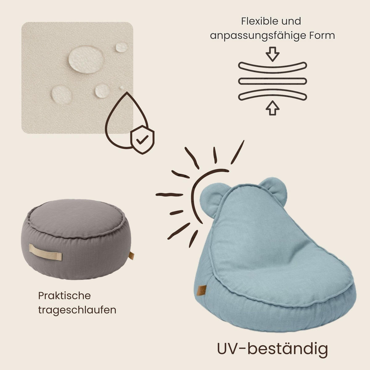 SESSEL Outzy für Kinder, Grau - Grau, Textil (40/50/60cm) - MeowBaby