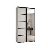 SCHWEBETÜRENSCHRANK 235,2/130/45 2-türig - Schwarz/Weiß, Holz/Metall (130/235/45cm) - Abiks Möbel