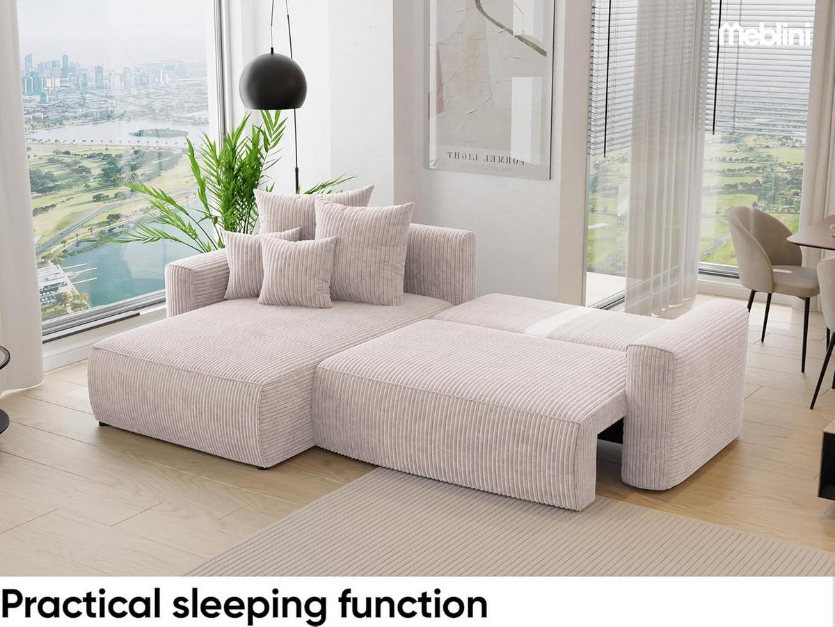 ECKSOFA BALI L - Creme/Schwarz, Holzwerkstoff (260/160cm) - Meblini