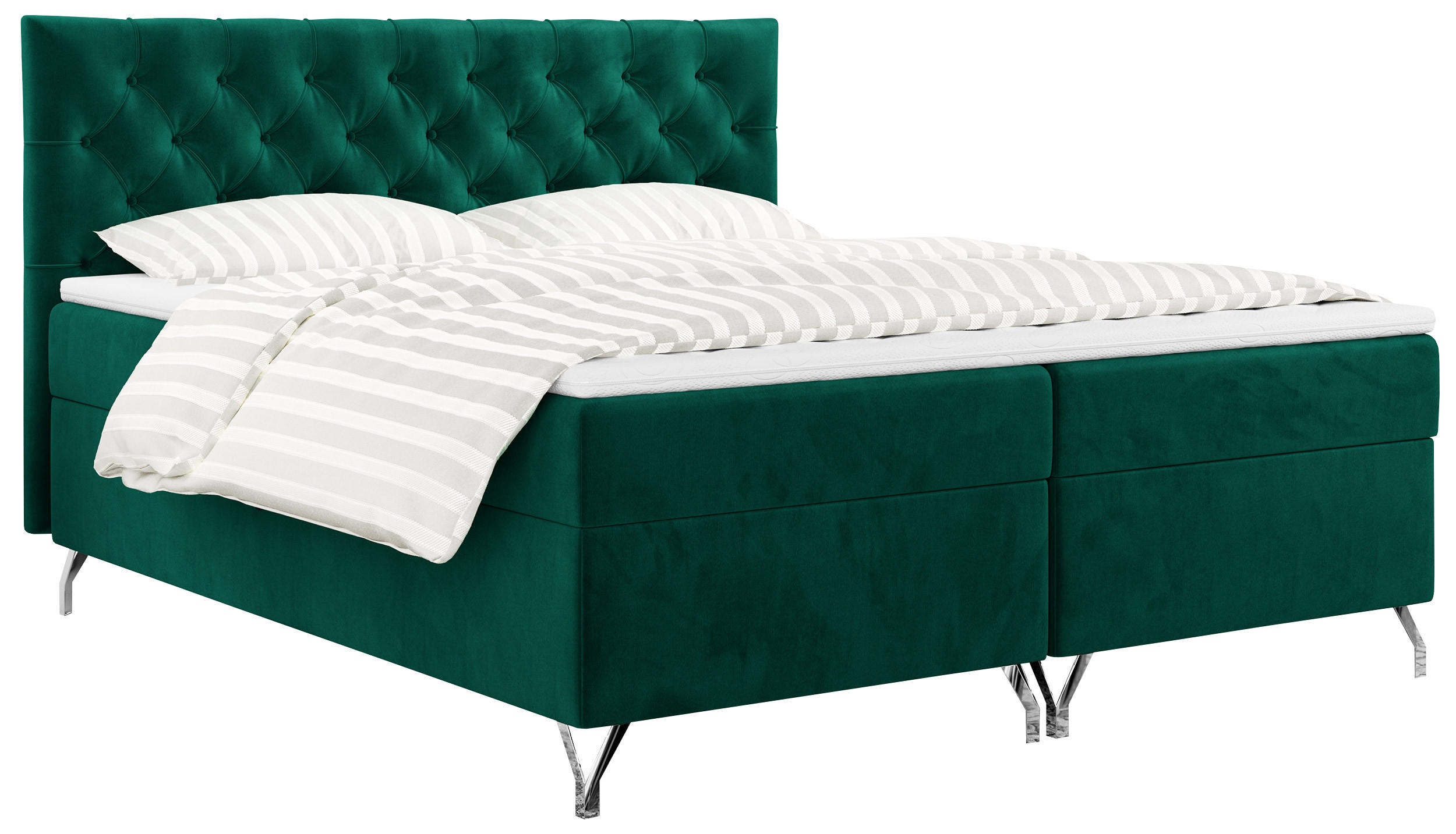 BOXBETT GRIMALDI 200/200 Dunkelgrün Velvet - H3 - Dunkelgrün, Holz/Textil (200/200cm) - MKS