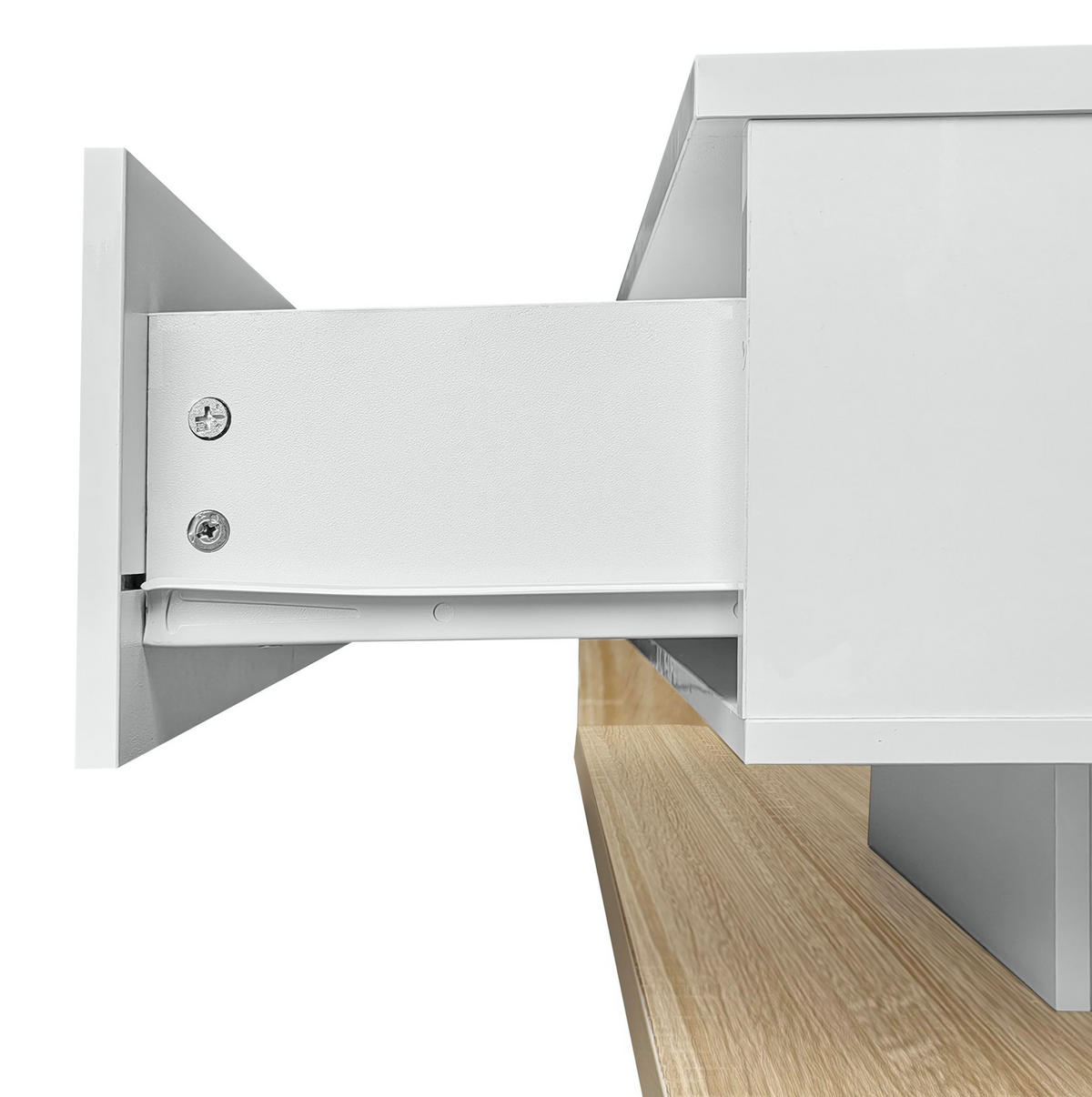 COUCHTISCH aus Spanplatte 105x55x32,5 cm Weiß in Holzoptik mit Glasplatte und LED-Beleuchtung - Naturfarben, Holzwerkstoff (105/55/32.5cm) - IVMEU