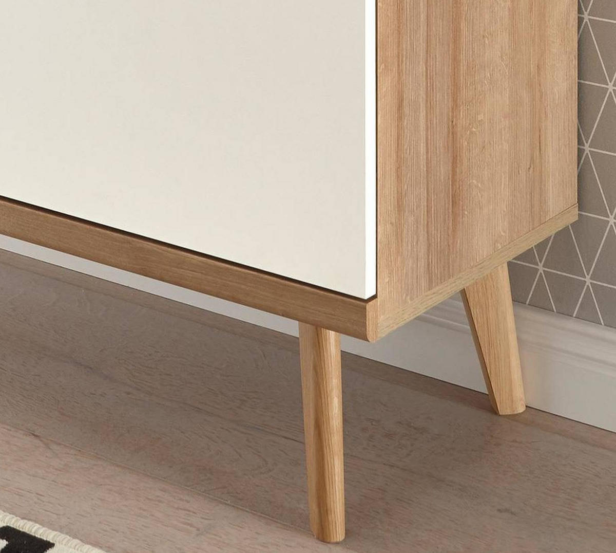 HIGHBOARD weiß, Eiche Riviera, skandinavisch, 107 x 134 cm - Eichefarben/Weiß, Holz/Holzwerkstoff (107/134/40cm) - Furn.Design