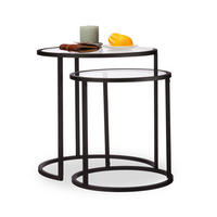 2XBEISTELLTISCH - Multicolor, Glas/Metall (50/50/50.5cm) - Relaxdays