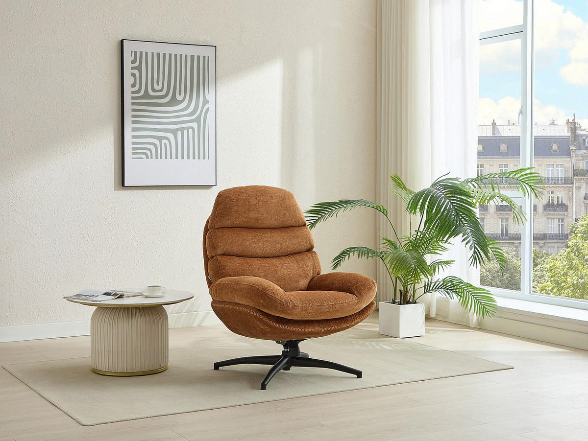 DREHSESSEL - Stoff - Terracotta - LIZUTA - Braun, Textil (93/99/78cm) - Vente-Unique