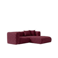 ECKSOFA L-Form mini, Chenille-Stoff Cremona, Rotwein, Rechts, GRETA - Weinrot, Holz (226/179cm) - Kaiser Möbel