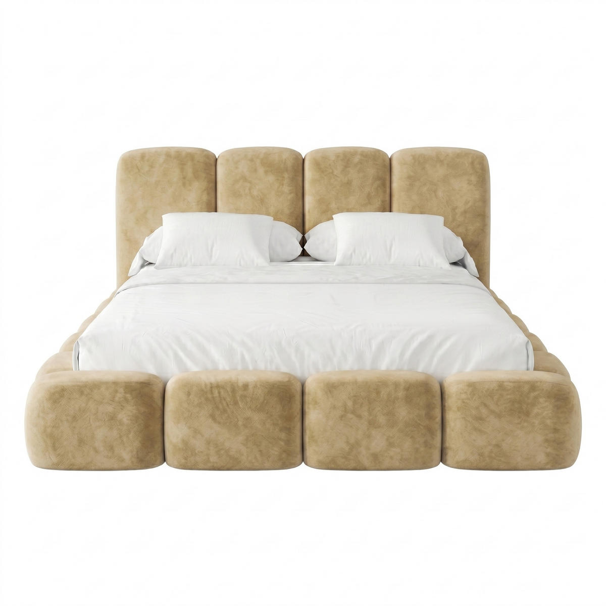 POLSTERBETT SUENO MAXI 160x200 cm in Beige, gepolstertes Kopfteil, Metalllattenrost, Bettkasten, Velour-Stoff - Beige/Naturfarben, Holz/Textil (160/200cm) - Muffo