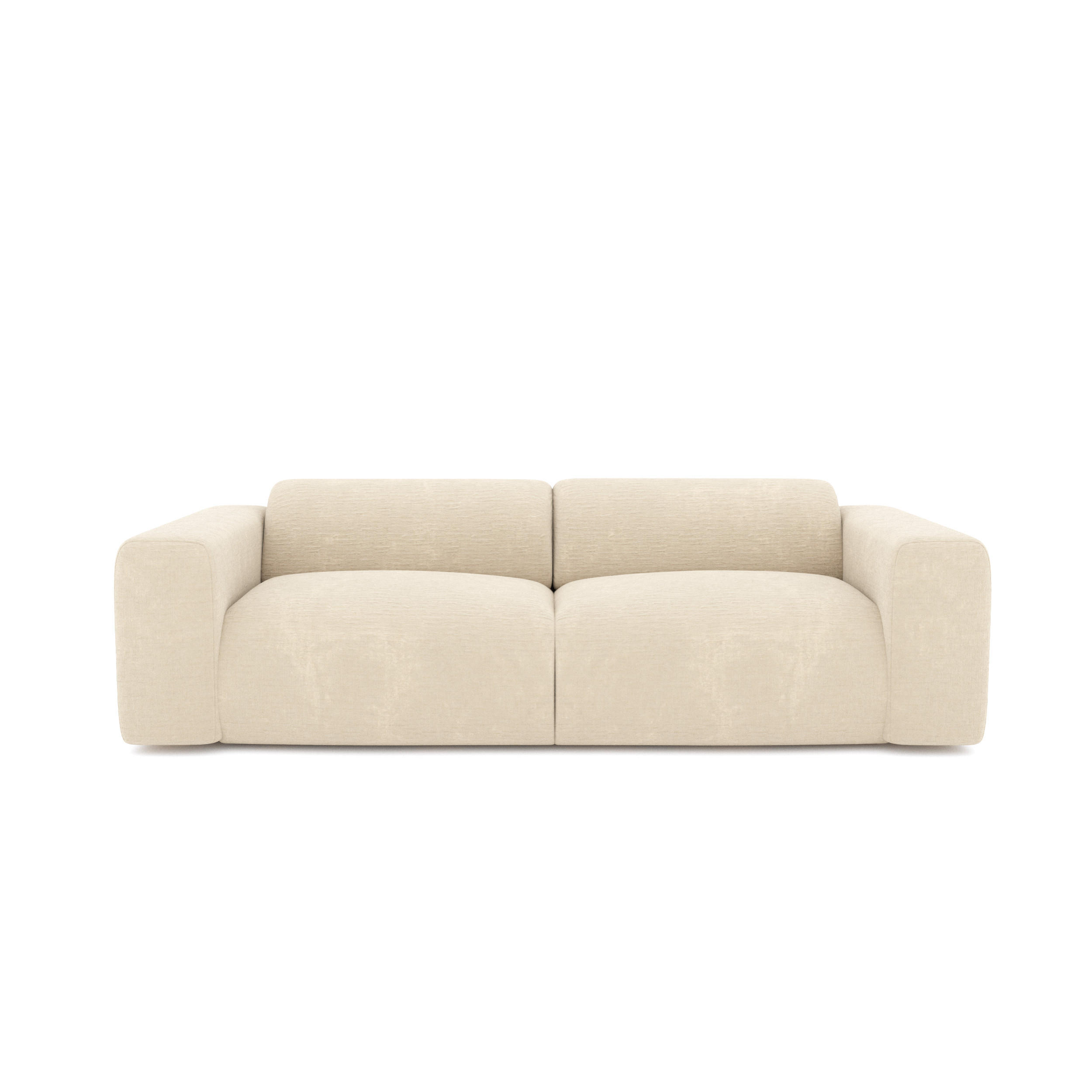 SOFA 3-Sitzer Texturierter Samt Creme 205cm - Creme, Textil (205/73/97cm) - Sia Home