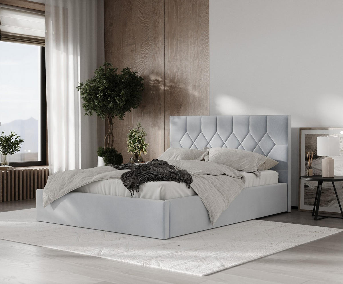 POLSTERBETT Brisa 140/200 cm Hellgrau im Paros Stoff - Hellgrau/Schwarz, Holz/Holzwerkstoff (140/200cm) - AltaBeds