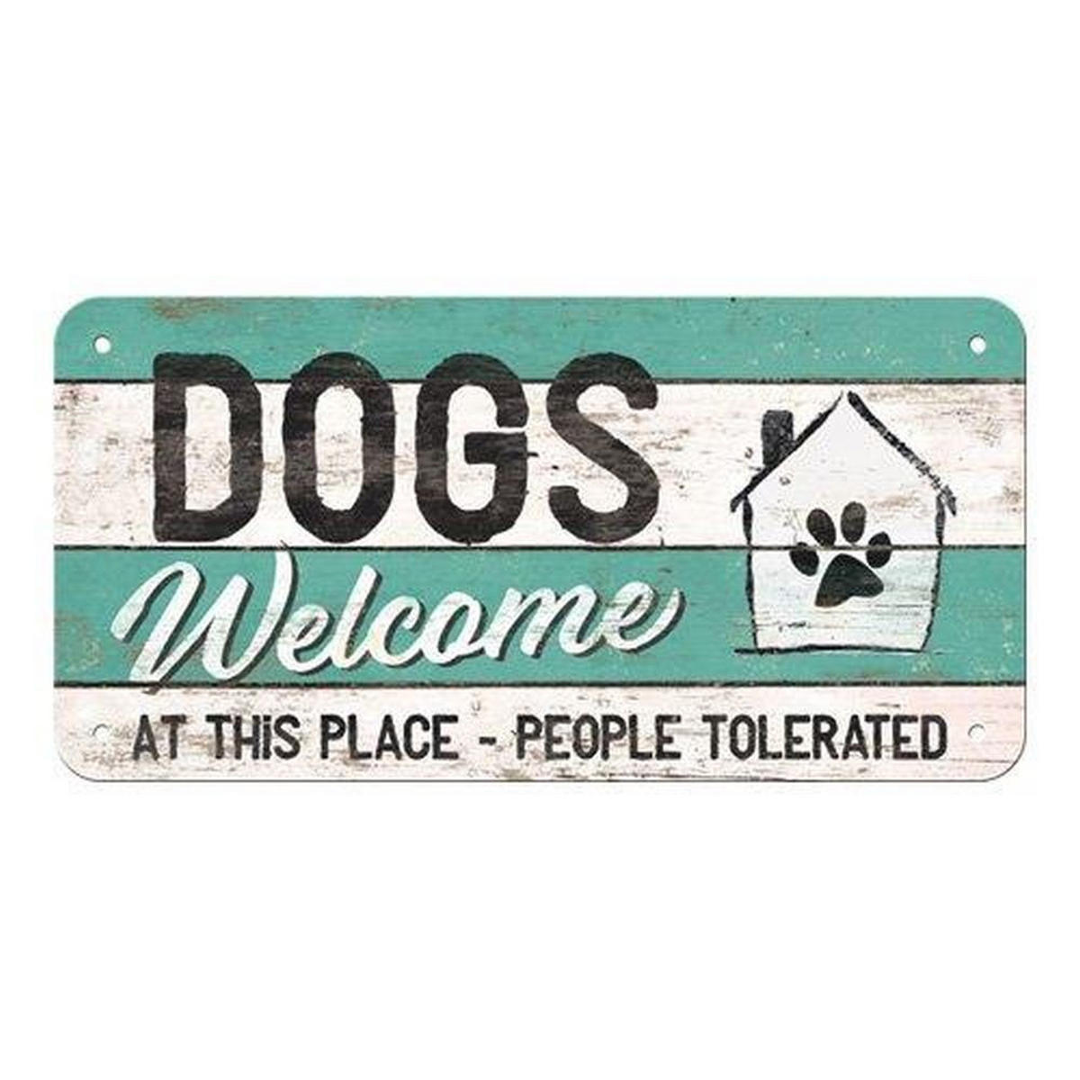 HÄNGESCHILD 10/20 cm PfotenSchild Dogs Welcome - Multicolor, Metall (20/10/0.2cm) - Nostalgic-Art