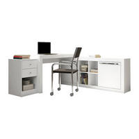 ECKSCHREIBTISCH mit 2 Schubladen & 2 Türen - Weiß - EVAN - Weiß, Holz (175.5/159.9/75.3cm) - Vente-Unique