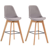 BARHOCKER Medoc, 2er Set, Gestell Natura, Samt Grau - Naturfarben/Grau, Holz/Textil (48/100/56cm) - TPFLiving