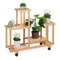 PFLANZENREGAL - Hellbraun, Holz (95/79/36cm) - Relaxdays