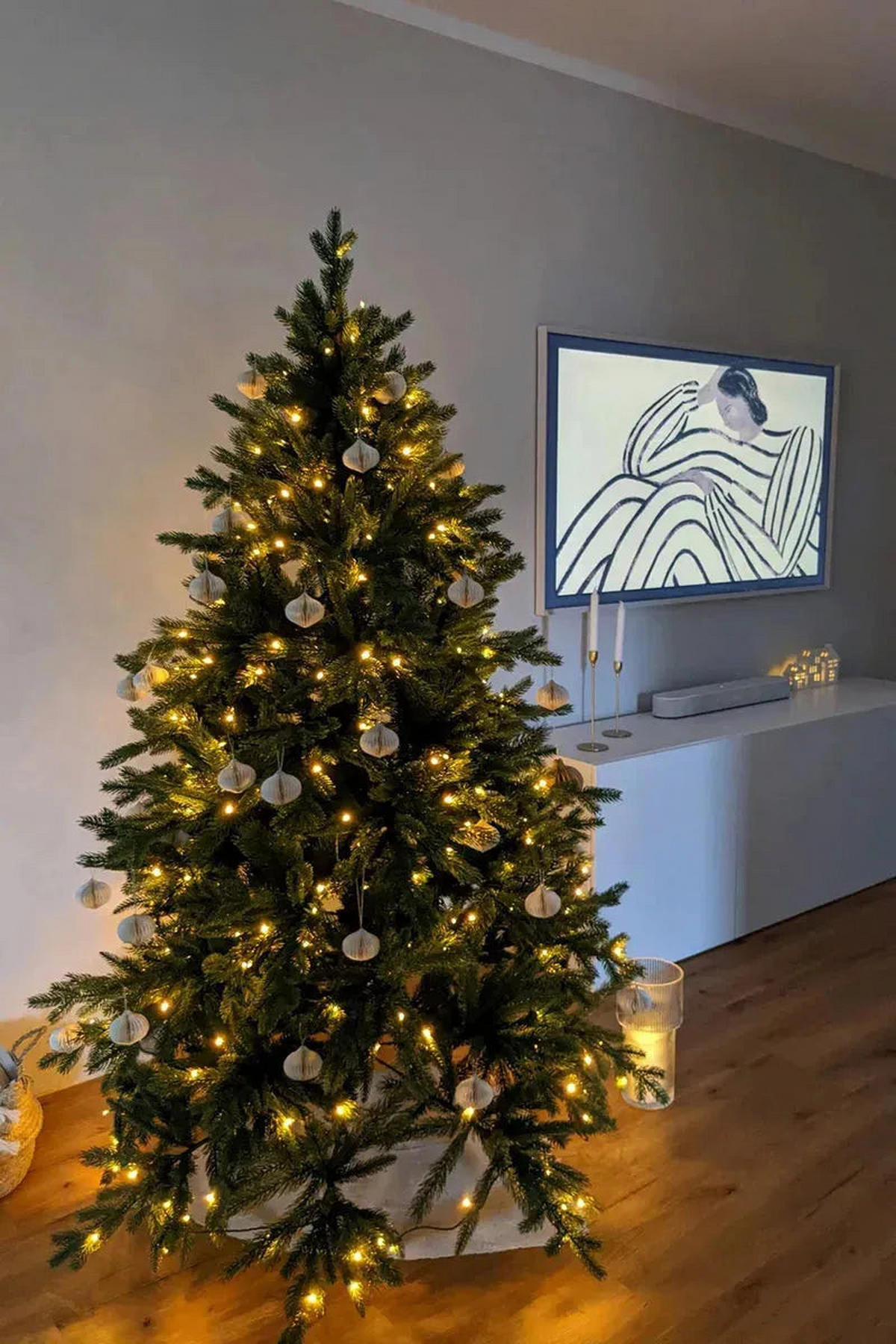 TANNENBAUM Künstlicher Weihnachtsbaum mit Beleuchtung - Emilia 210 cm - Grün, Kunststoff (210cm) - aplanta