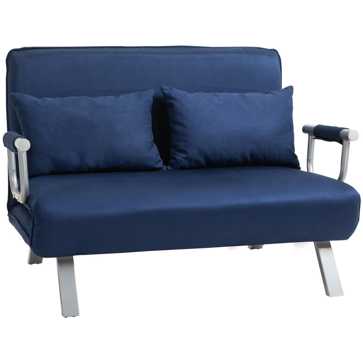 SCHLAFSOFA DE-08179 5-fach verstellbar, Wildlederimitat Marineblau - Blau, Metall (111/78/80cm) - ComfortXL