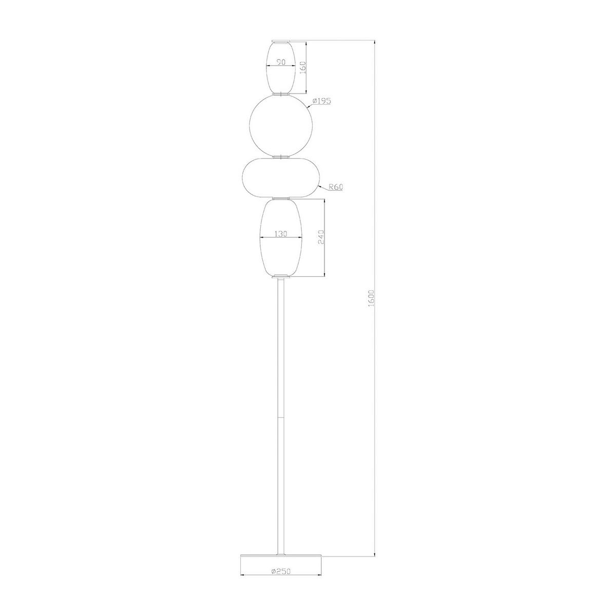 STEHLEUCHTE - Glas / Eisen - Schwarz/Weiß, Glas/Metall (25/25/160cm) - home24