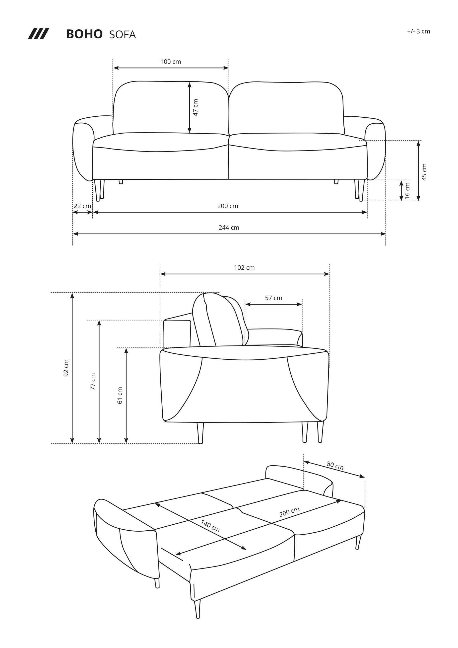 Thumbnail - DomoHome Sofa, Mintgrün, Textil, Rechteckig, 244x92x102 cm, Wohnzimmer, Sofas & Couches, Schlafsofas