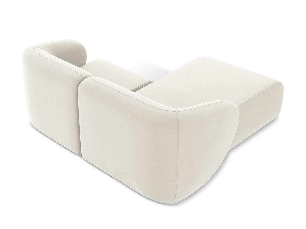 ECKSOFA Links Samt Stoff Beige - Creme/Schwarz, Holzwerkstoff/Kunststoff (178/166cm) - Makamii
