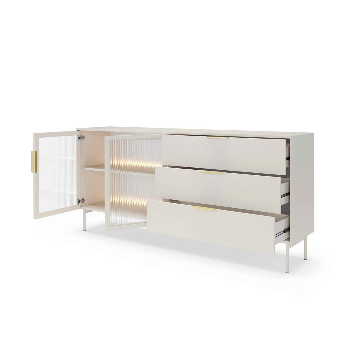 KOMMODE Lummer Kaschmir - Hellgrau, Holzwerkstoff (181.3/82.6/39.3cm) - Pillovely