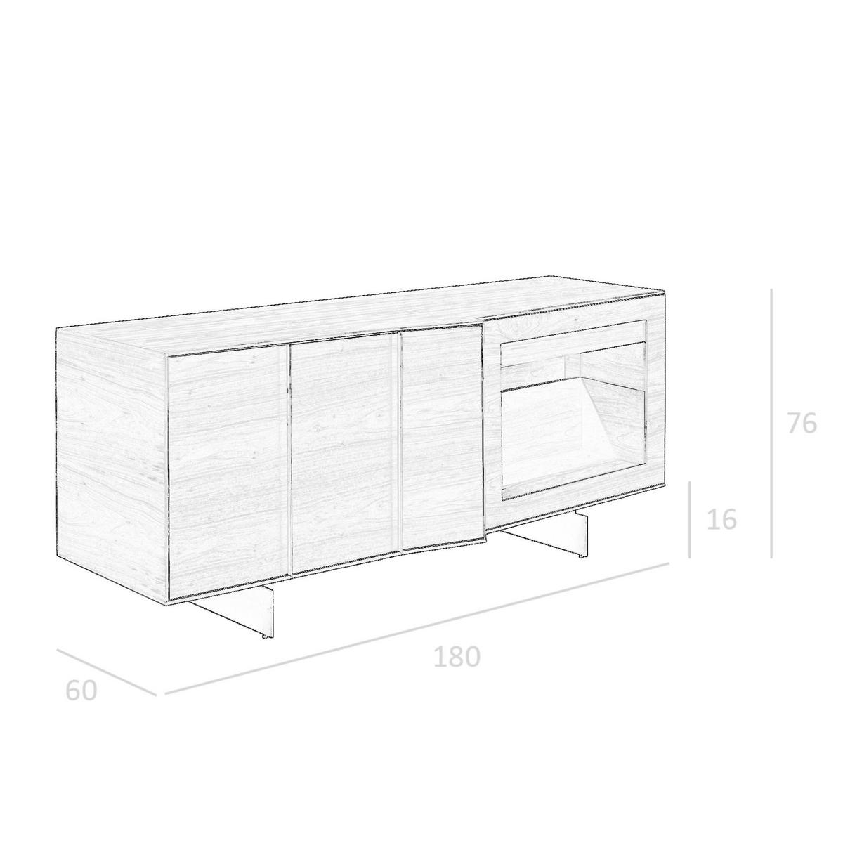 SIDEBOARD Sideboard aus Nussbaum und schwarzem Stahl mit Innenbeleuchtung 180/60/76 cm - Transparent/Walnussfarben, Holz (180/76/60cm) - ANGEL CERDA