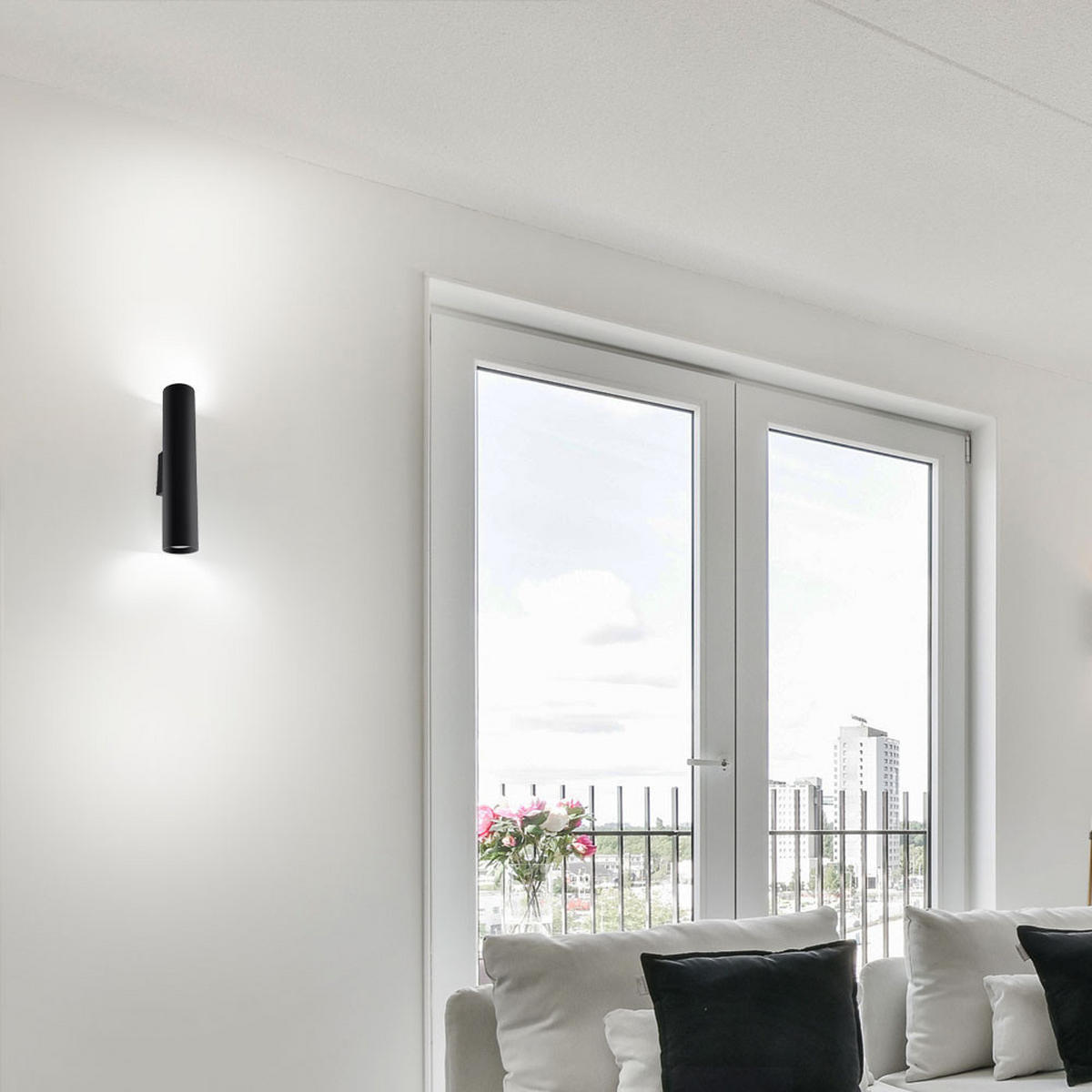 WANDELLEUCHTE Stahl Schwarz UP DOWN - Schwarz, Metall (8/30/8cm)