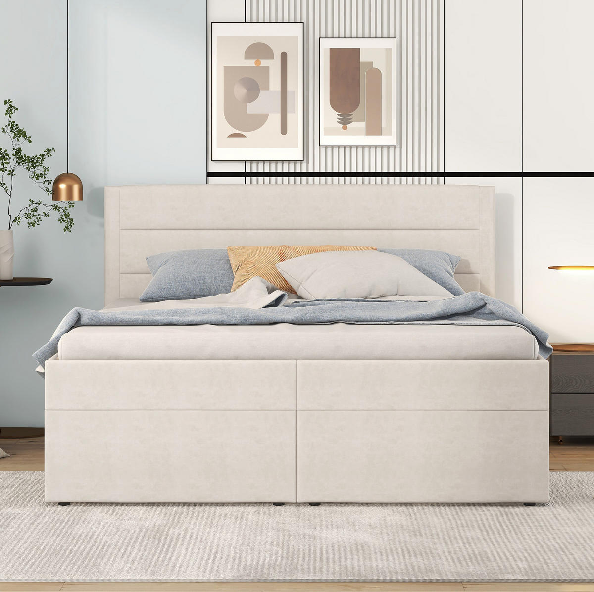 POLSTERBETT mit Bettkasten und Lattenrost 140x200 cm Beige - Beige, Holzwerkstoff (140/200cm) - Beauniv