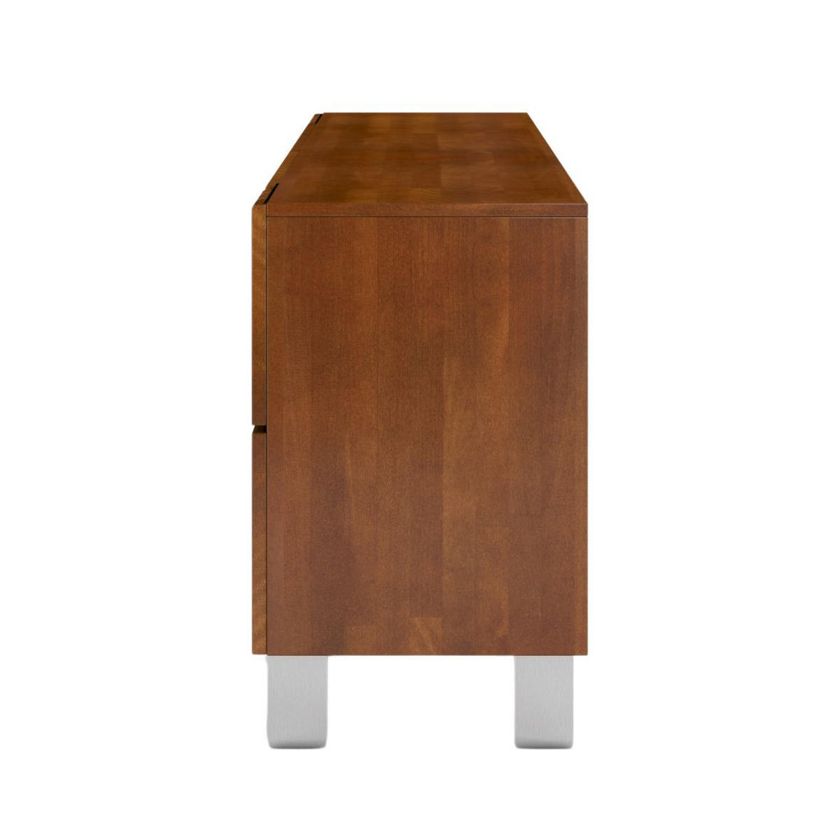 MASSIVHOLZKOMMODE Kielce mit Metallfüßen, Buche - lackiert, Nussbaumfarbe, Schwarz Glas - Edelstahlfarben/Walnussfarben, Holz/Metall (160/77/46cm) - Visby