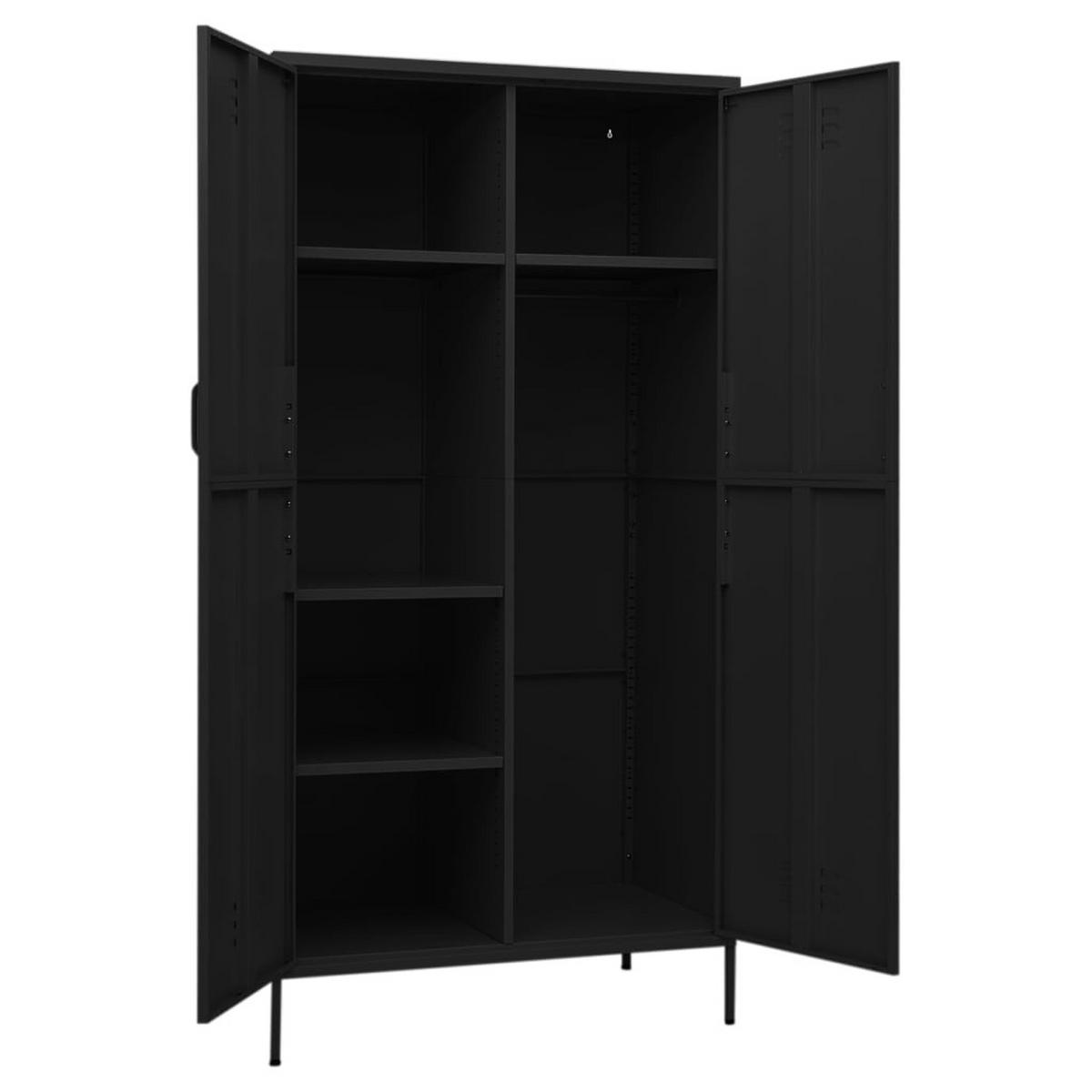 KLEIDERSCHRANK 2-Türig mit 4 verstellbaren Fächern 90/50/180 cm aus Stahl Schwarz - Schwarz, Metall (90/180/50cm) - vidaXL
