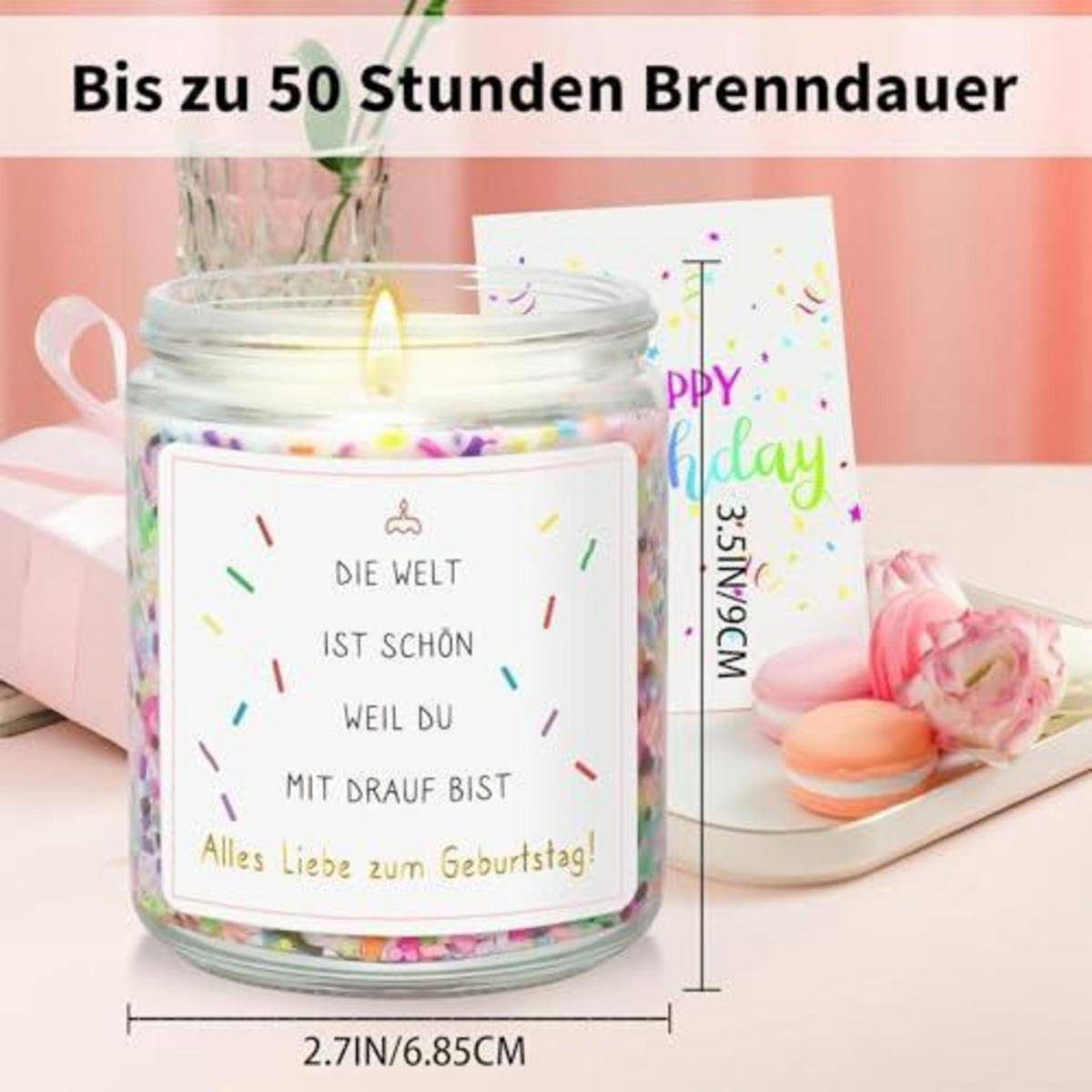 DUFTKERZE Vanille 200g 50 Stunden Brenndauer - Multicolor, Glas (9cm)