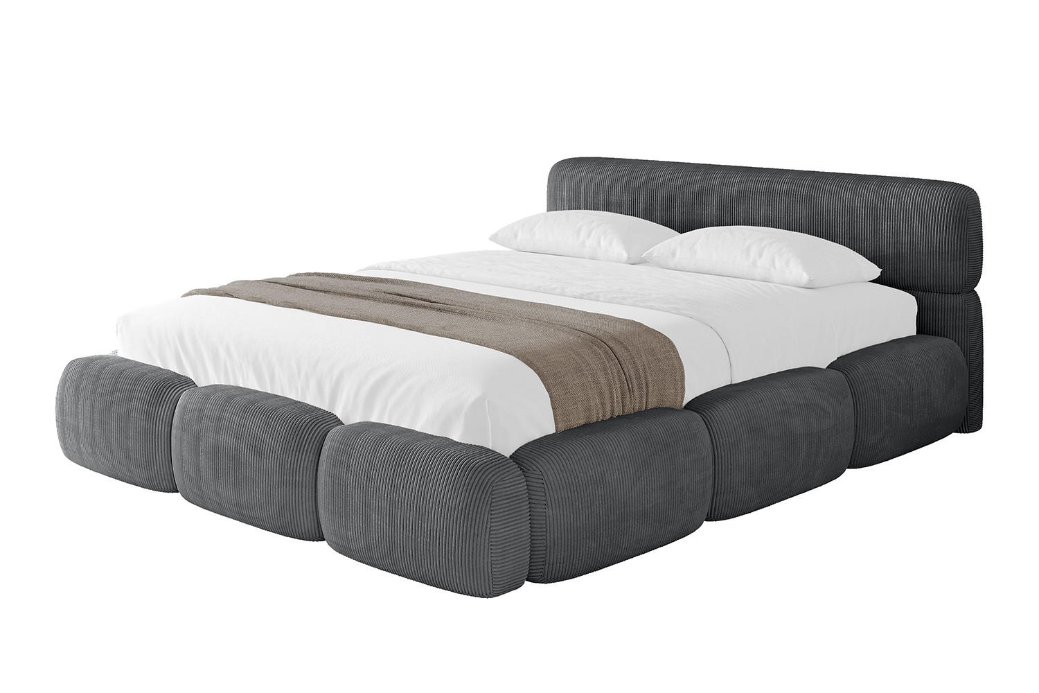 POLSTERBETT mit Bettkasten und Lattenrost, Bett mit Matratze H3/H4 - ELVA-v1 200x200 Dunkelgrau - Dunkelgrau, Holzwerkstoff/Textil (200/200cm) - ALTDECOR