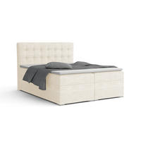 BOXBETT CARLY 180/200 in Cord Creme mit Bonell-Federkernmatratzen H3 - Creme, Holz/Holzwerkstoff (180/200cm) - Deine Möbel 24