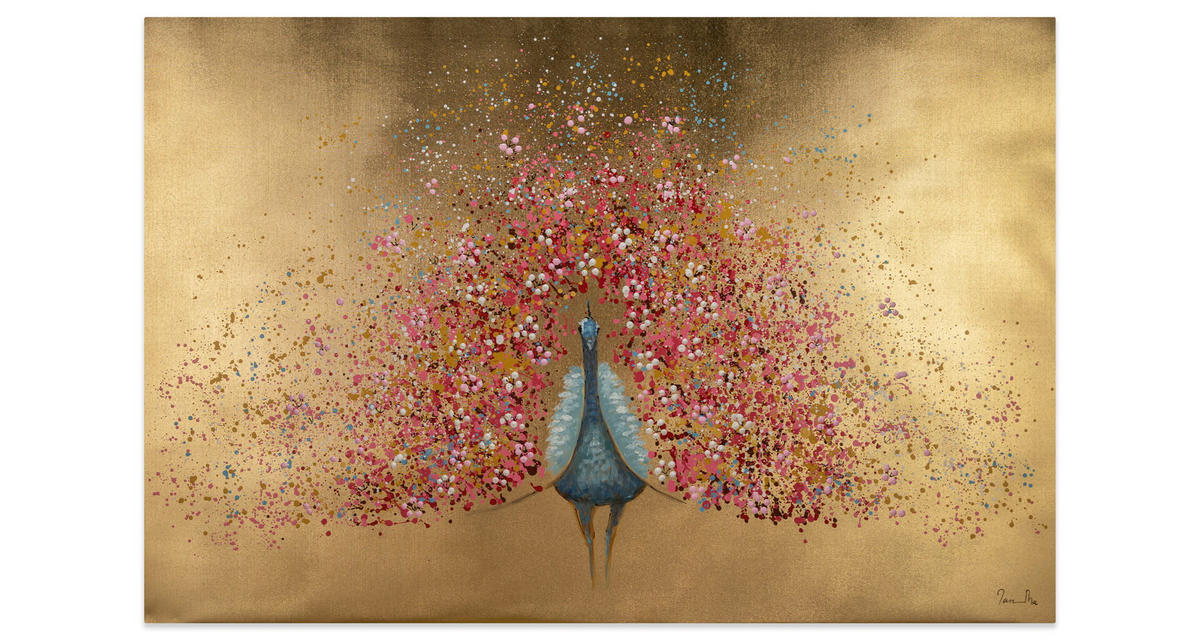 ÖLGEMÄLDE 120/80 cm - Pink/Goldfarben, Holz/Textil (120/80cm) - KUNSTLOFT