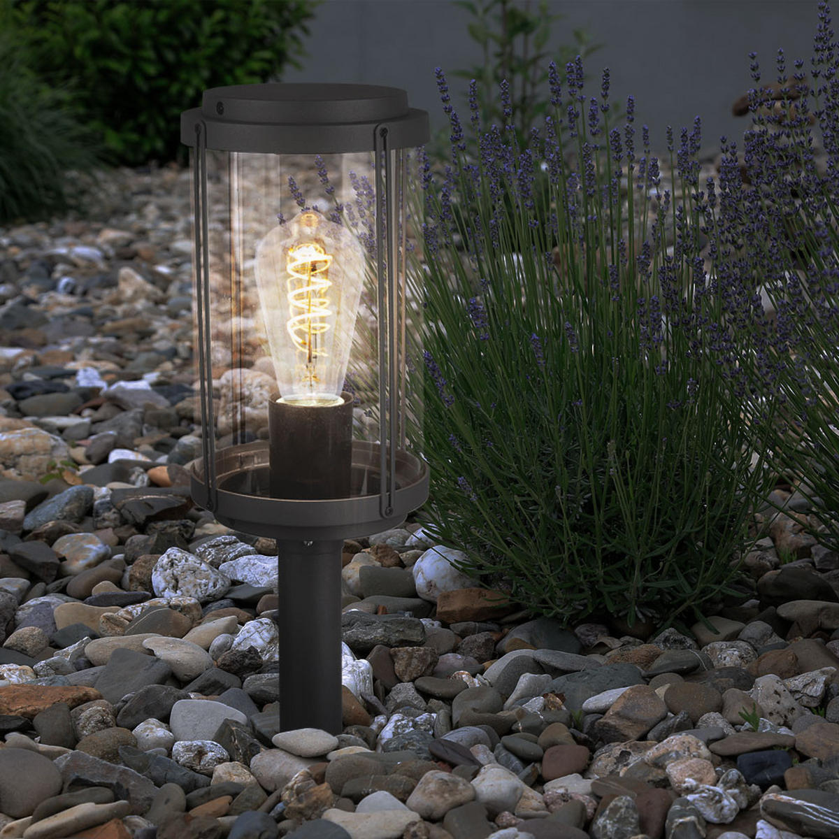 WEGELEUCHTE TANARO Anthrazit Schwarz - Schwarz, Metall (14/14/40cm)