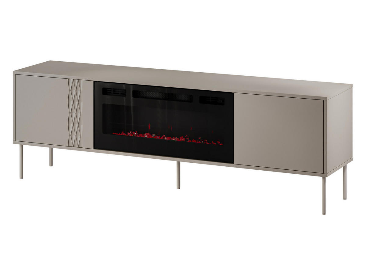TV-LOWBOARD Tresse 180 EF mit Kamin - Beige, Holzwerkstoff/Metall (180/55/40cm) - MIRJAN24