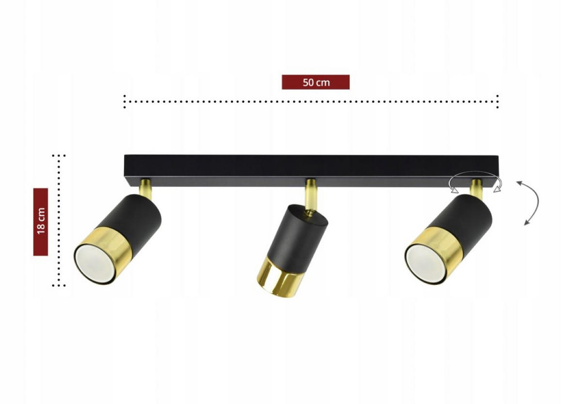 DECKENLEUCHTE Milano Tube - Goldfarben/Schwarz, Metall (8/50/18cm) - kiki design