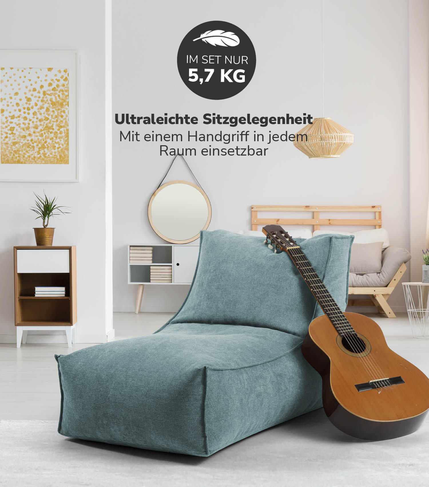 SITZSACK mit Hocker Der Gelassene - Blau, Textil (60/65/150cm) - Mokebo