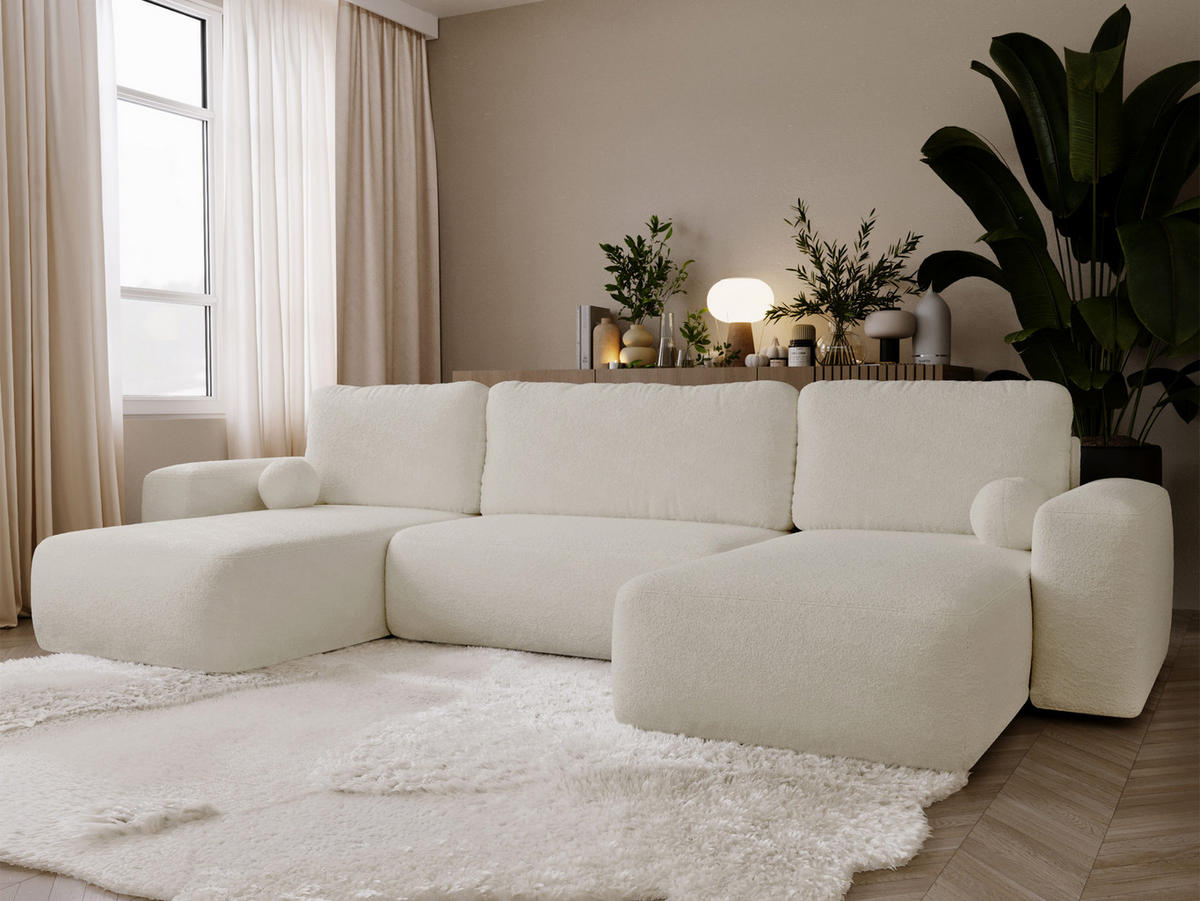 WOHNLANDSCHAFT Filo U - Schwarz/Naturfarben, Holz/Kunststoff (374/94/177cm) - MIRJAN24