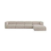 ECKSOFA Ottomane Rechts MIRA-L3 409x179x70 Beige Velours - Beige/Schwarz, Holzwerkstoff/Kunststoff (409/179cm) - ALTDECOR