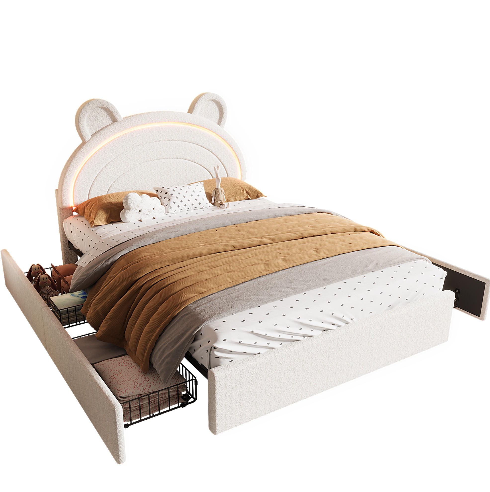 Ivmeu Kinder-Polsterbett Beige 140x200 cm