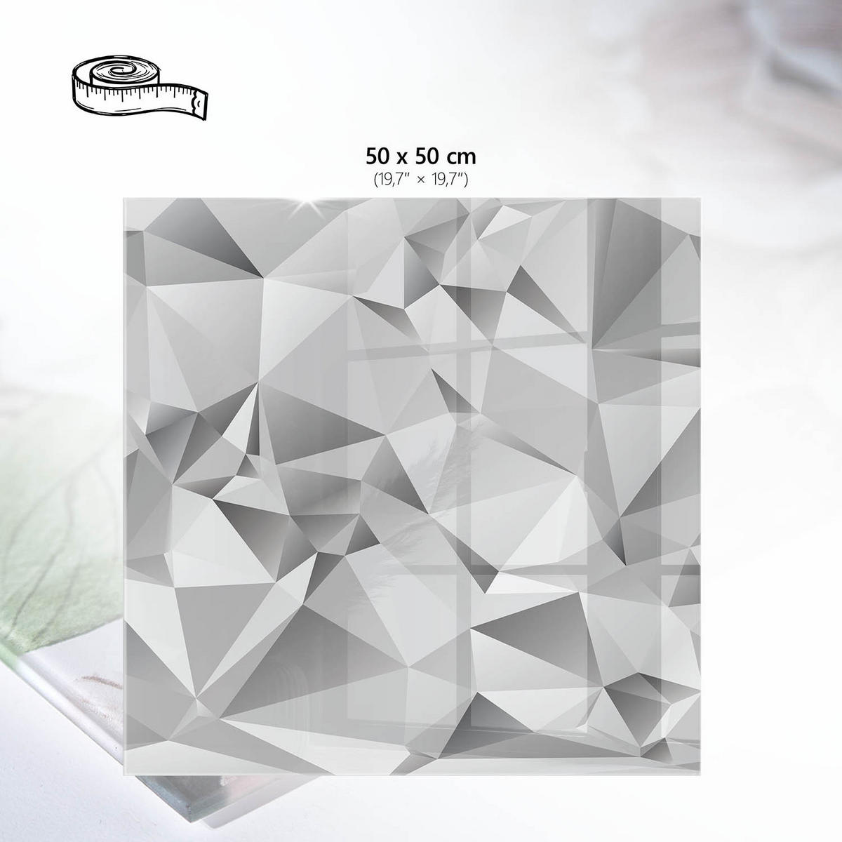 TISCHPLATTE 50x50 cm – Graues Mosaik - Grau, Glas (50/50/0.4cm) - Wallfluent