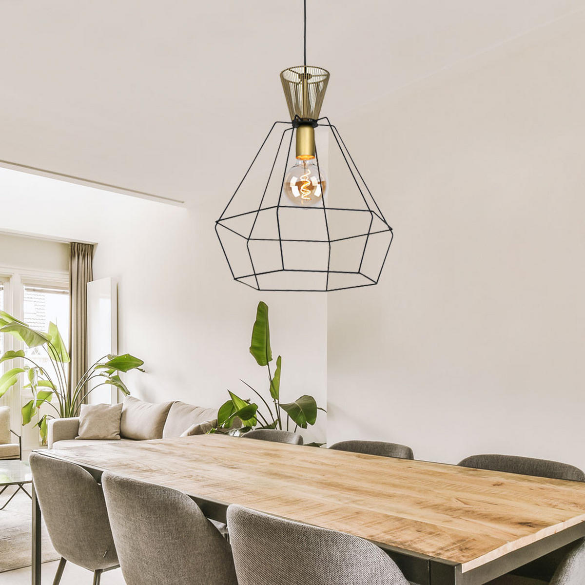 PENDELLEUCHTE Lillehammer Stahl Schwarz - Schwarz, Metall (38/38/55cm)