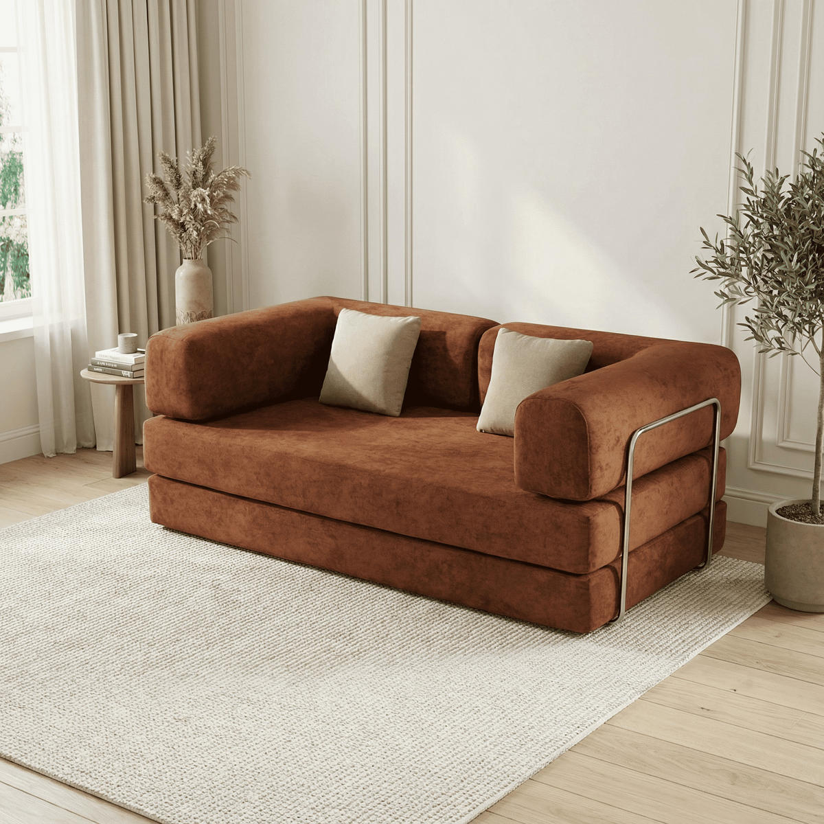 SCHLAFSOFA Kaia Braun Weiß - Braun, Textil (180/70/100cm) - COCO Living