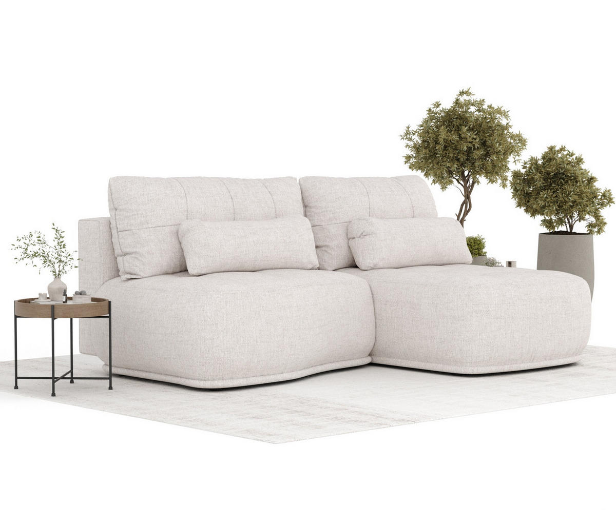 ECKSOFA MIT SCHLAFFUNKTION Batu Beige Webstoff - Beige/Schwarz, Holz/Holzwerkstoff (223/158cm) - Maison de Reve