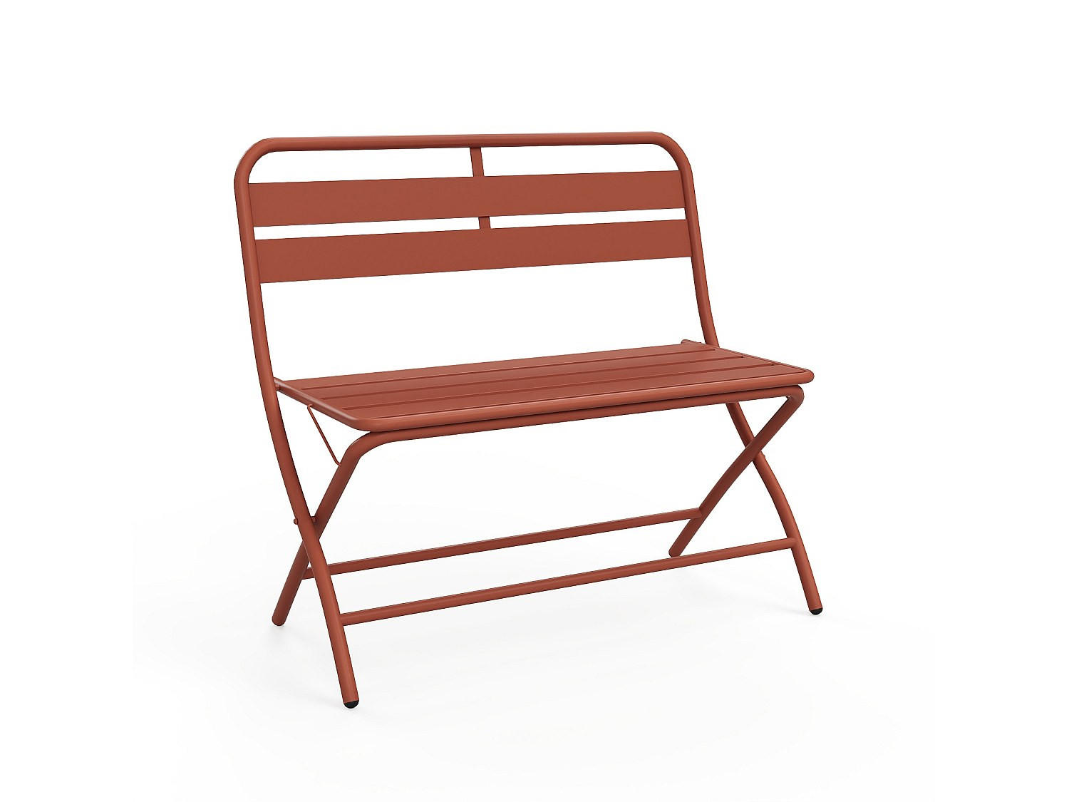 GARTENBANK klappbar - Metall - Terracotta - MIRMANDE von MYLIA - Braun, Metall (90.5/82.5/50cm) - Vente-Unique