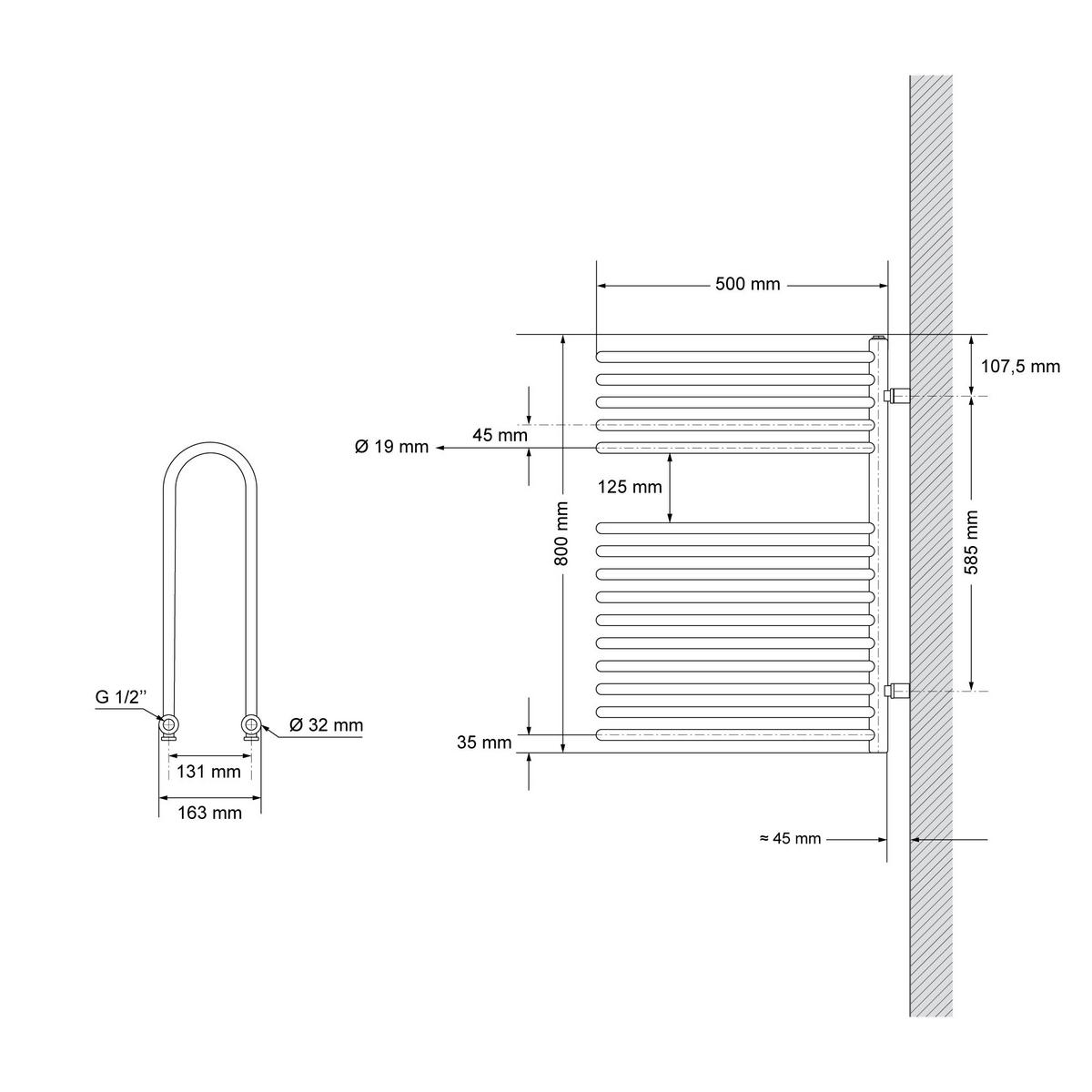 BADHEIZKÖRPER 500x800 mm Anthrazit - Anthrazit, Metall (50/80/16.3cm) - LuxeBath